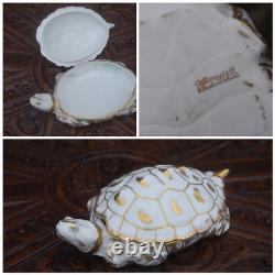 Rare Vintage french Pillivuyt marked porcelain bonbonniere box turtle