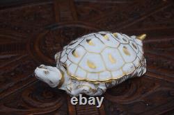 Rare Vintage french Pillivuyt marked porcelain bonbonniere box turtle