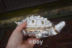 Rare Vintage french Pillivuyt marked porcelain bonbonniere box turtle