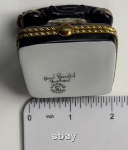 Rochard Limoges Trinket Box Vintage Black Rotary Telephone with 24K Gold Detailing
