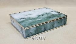 SALE! FINE Handcrafted Nephrite Jade Panels & Silver Treasure Box Matching Tray