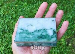 SALE! FINE Handcrafted Nephrite Jade Panels & Silver Treasure Box Matching Tray