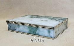 SALE! FINE Handcrafted Nephrite Jade Panels & Silver Treasure Box Matching Tray