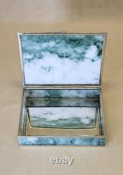 SALE! FINE Handcrafted Nephrite Jade Panels & Silver Treasure Box Matching Tray