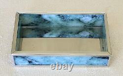 SALE! FINE Handcrafted Nephrite Jade Panels & Silver Treasure Box Matching Tray