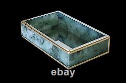 SALE! FINE Handcrafted Nephrite Jade Panels & Silver Treasure Box Matching Tray