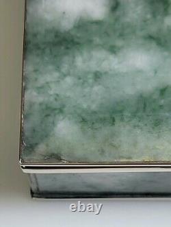 SALE! FINE Handcrafted Nephrite Jade Panels & Silver Treasure Box Matching Tray