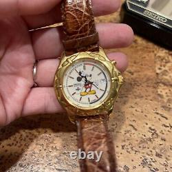 Seiko Disney Mickey Mouse Kinetic RARE Vintage Leather Watch Original Box