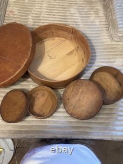 Set Of 3 Vintage Round Wooden Pantry/Cheese Boxes