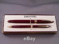 Sheaffer Vintage Burgundy Snorkel fountain pen and pencil set in box-medium