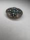 Silver Oval Trinket Box Floral Decoration Vintage Turquoise C