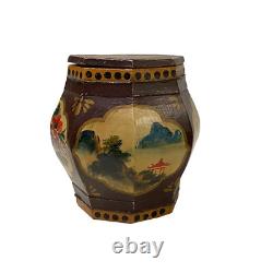 Small Chinese Vintage Wood Octagon Brown Scenery Box Display ws3233 Small Chinese Vintage Wood Octagon Brown Scenery Box Display ws3233