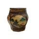 Small Chinese Vintage Wood Octagon Brown Scenery Box Display Ws3233