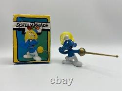 Smurfs 40504 Fencer Smurf PVC Figure Fencing Sword Rare Vintage With Box