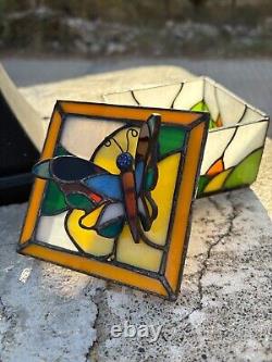 Stained Glass Jewelry Box, Butterfly Jewelry Box, Vintage glass organizer