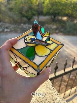 Stained Glass Jewelry Box, Butterfly Jewelry Box, Vintage glass organizer