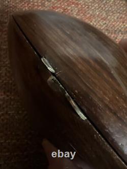 Stunning Rare Vintage Rosewood Brass inlay trinket / jewelry box Clam Shell