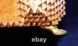 Superb Antique Tramp Art chip carved sewing Box Hand Carved Folk Art 1890's