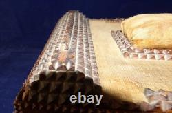 Superb Antique Tramp Art chip carved sewing Box Hand Carved Folk Art 1890's