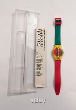 Swatch Watch Quartz McGregor 1985 GJ100 New Battery In Box Wrist Vintage Rare