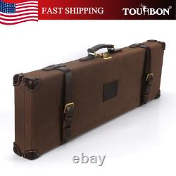 TOURBON Vintage Canvas Leather Gun Case Hunting Shotgun Storage Hard Box withLock