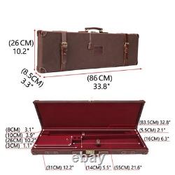 TOURBON Vintage Canvas Leather Gun Case Hunting Shotgun Storage Hard Box withLock