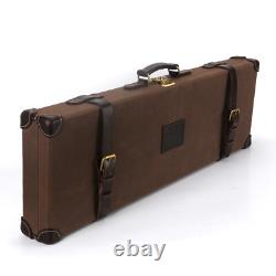 TOURBON Vintage Canvas Leather Gun Case Hunting Shotgun Storage Hard Box withLock