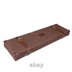 TOURBON Vintage Canvas Leather Gun Case Hunting Shotgun Storage Hard Box withLock