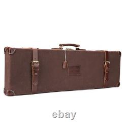 TOURBON Vintage Canvas Leather Gun Case Hunting Shotgun Storage Hard Box withLock