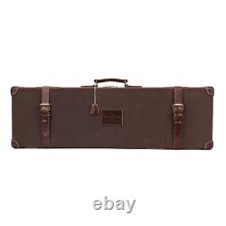 TOURBON Vintage Canvas Leather Gun Case Hunting Shotgun Storage Hard Box withLock