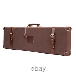 TOURBON Vintage Canvas Leather Gun Case Hunting Shotgun Storage Hard Box withLock
