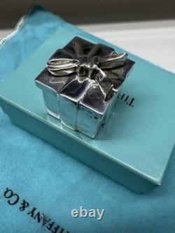 Tiffany & Co Sterling Silver Gift Box Trinket Box Bow Lid Vintage VERY RARE