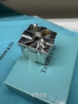 Tiffany & Co Sterling Silver Gift Box Trinket Box Bow Lid Vintage VERY RARE