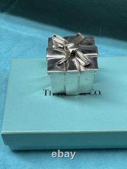 Tiffany & Co Sterling Silver Gift Box Trinket Box Bow Lid Vintage VERY RARE