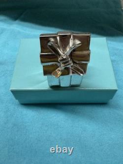 Tiffany & Co Sterling Silver Gift Box Trinket Box Bow Lid Vintage VERY RARE