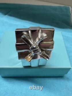 Tiffany & Co Sterling Silver Gift Box Trinket Box Bow Lid Vintage VERY RARE