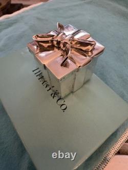 Tiffany & Co Sterling Silver Gift Box Trinket Box Bow Lid Vintage VERY RARE