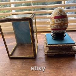 Tiffany & Co porcelain egg trinket box Limoge Gold Floral Pink Band Vintage Rare