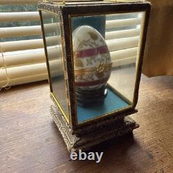Tiffany & Co porcelain egg trinket box Limoge Gold Floral Pink Band Vintage Rare