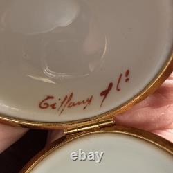 Tiffany & Co porcelain egg trinket box Limoge Gold Floral Pink Band Vintage Rare