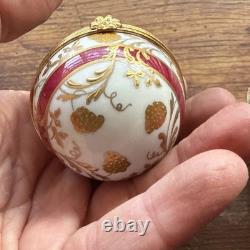 Tiffany & Co porcelain egg trinket box Limoge Gold Floral Pink Band Vintage Rare