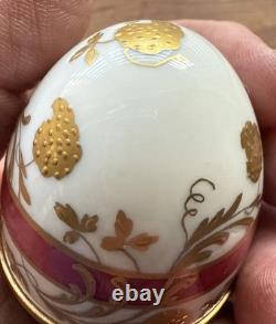 Tiffany & Co porcelain egg trinket box Limoge Gold Floral Pink Band Vintage Rare