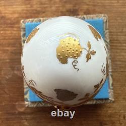 Tiffany & Co porcelain egg trinket box Limoge Gold Floral Pink Band Vintage Rare
