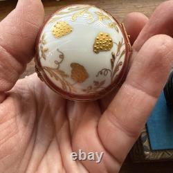 Tiffany & Co porcelain egg trinket box Limoge Gold Floral Pink Band Vintage Rare