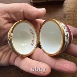 Tiffany & Co porcelain egg trinket box Limoge Gold Floral Pink Band Vintage Rare