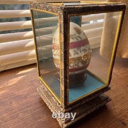 Tiffany & Co porcelain egg trinket box Limoge Gold Floral Pink Band Vintage Rare