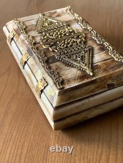 Trinket Jewellery Box Vintagecamel Bone And Brasshandcraftedrare