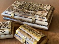 Trinket Jewellery Box Vintagecamel Bone And Brasshandcraftedrare