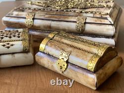 Trinket Jewellery Box Vintagecamel Bone And Brasshandcraftedrare