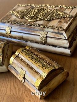 Trinket Jewellery Box Vintagecamel Bone And Brasshandcraftedrare